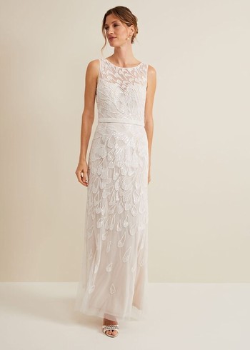 Phase Eight Ottilie Beaded Wedding Dress White Australia | XU6524389